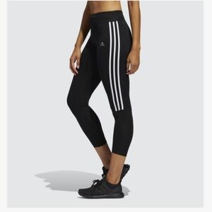 NWT Adidas Womens Lightweight High Rise 3 Stripe Mesh 7/8 Leggings M